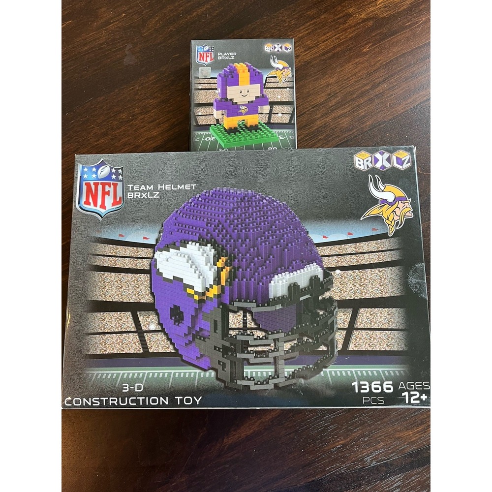 FOCO Minnesota Vikings BRXLZ Set Bundle Helmet 1366pc Player 89pc OpenBox/Sealed